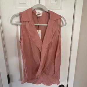 L'Agence Freja Draped Silk Blouse Mauve Pink Size XS